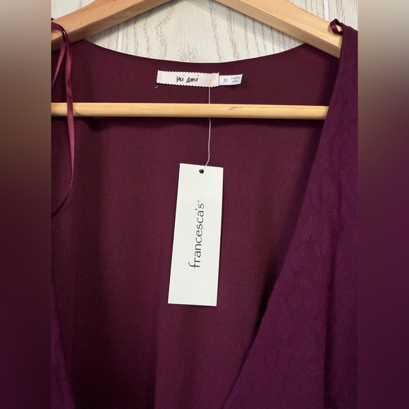 Mi Ami Francesca's Women's Leopard Burgundy Cindalyn Wrap Dress (Size M, NWT) - Picture 6 of 7